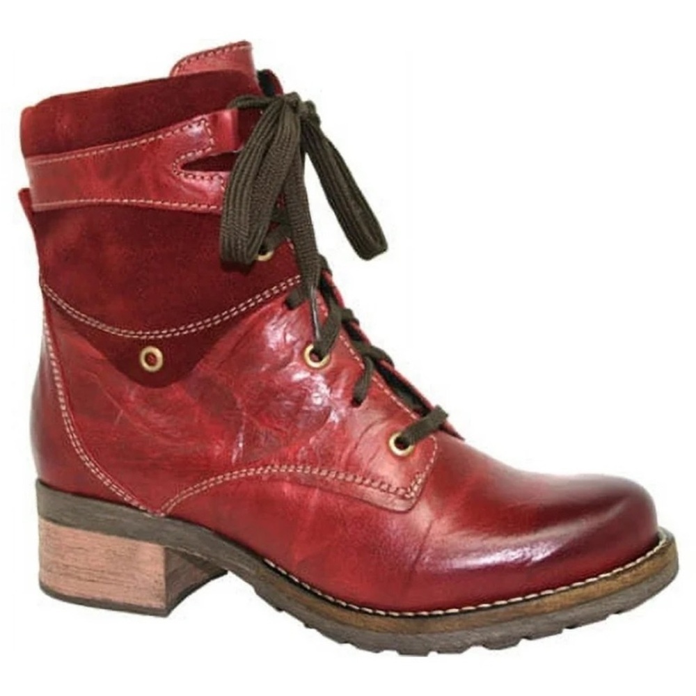 Dromedaris Kara Red Leather Combat Boots